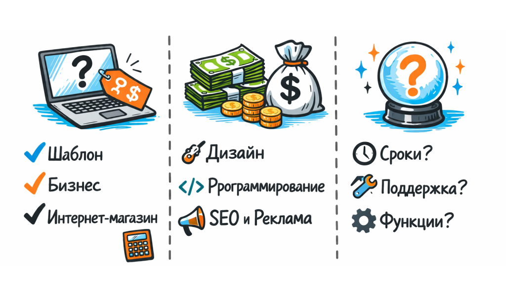 Сколько стоит сайт в 2026 году: лендинг, корпоративный сайт, интернет-магазин или портал